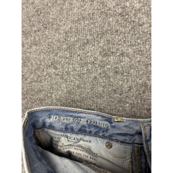 American Eagle Jeans Womens 10 Regular Light Wash Hi-Rise Girlfriend Distressed - Picture 8 of 9